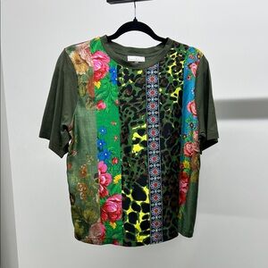 Floral and Leopard Print Short Sleeve Tee